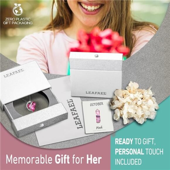 Infinity Heart Birthstone Necklace for Women Crystal Pendant Birthday Jewelry Gi - Picture 5 of 7